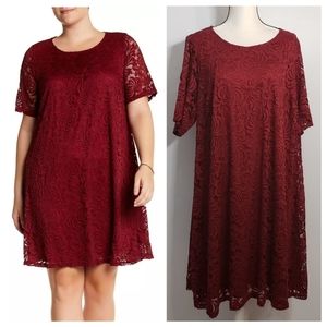 SHARAGANO autumn wine plus size lace dress sz 20W